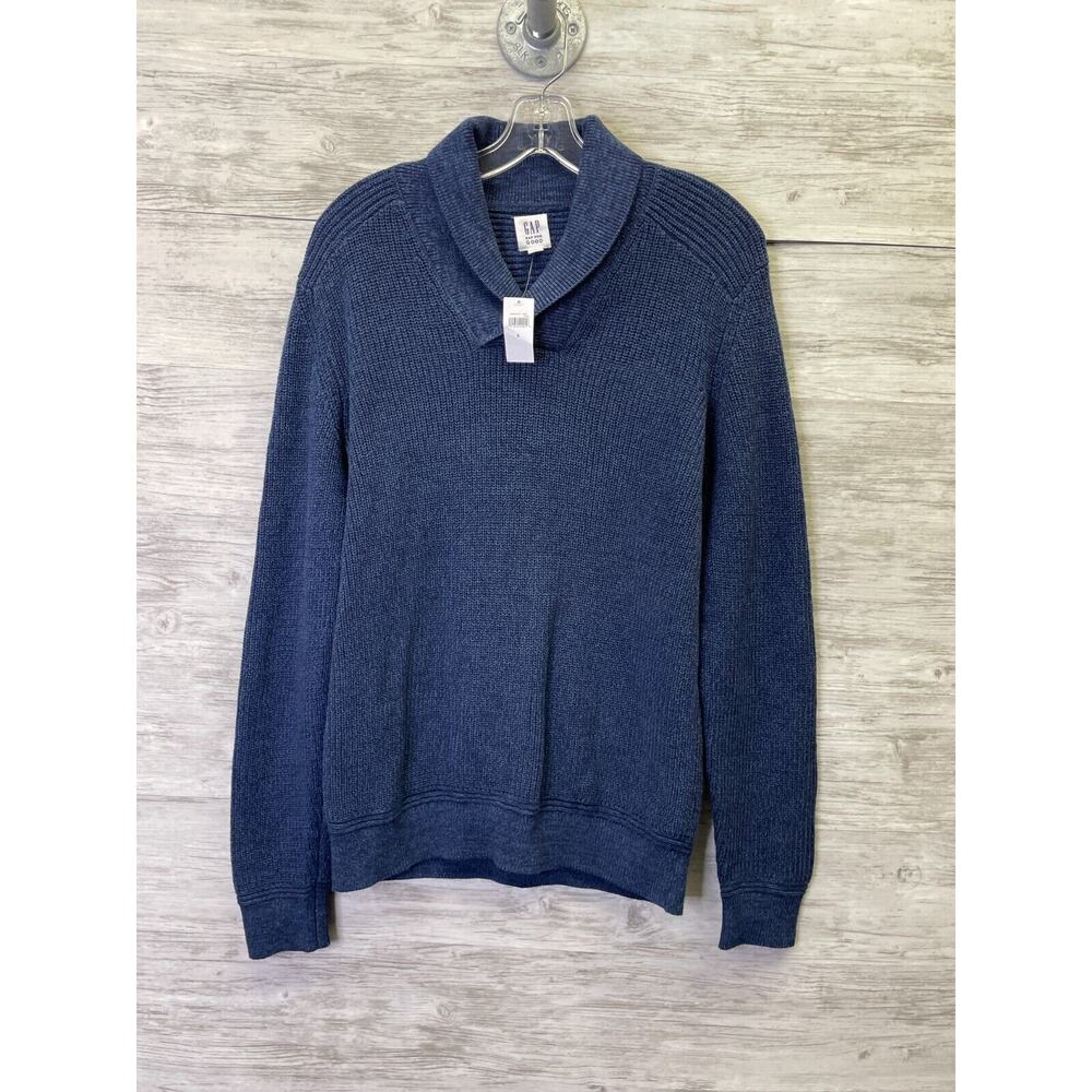 Gap Sweater Mens S Blue‎ Crochet Pullover Collared Long Sleeve Cotton